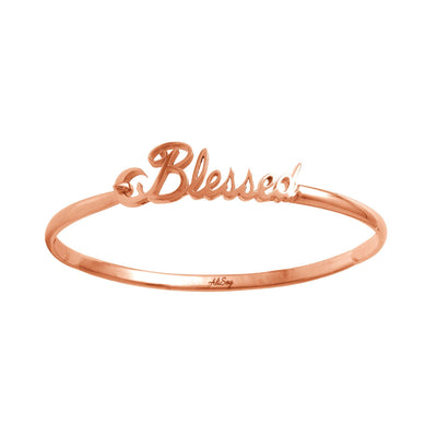 14k Rose Gold Plated, 925 Sterling Silver, Bangle Blessed Bracelet, Style # ASB04RGP - AliSey Designs