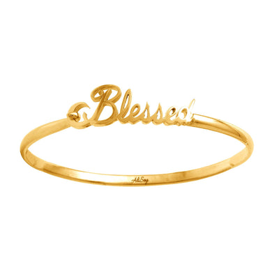 14k Gold Plated, 925 Sterling Silver, Bangle Blessed Bracelet, Style #ASB04GP - AliSey Designs