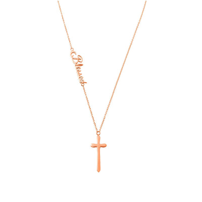 14k Rose Gold Blessed Pendant With Cross Charm, from AliSey "Blessed" Collection. Style # ASP01RG - AliSey Designs
