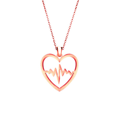 Rose Gold Plated Sterling Silver Heartbeat in Heart Pendant By AliSey, Style # ASP04RGP - AliSey Designs