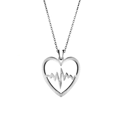Rhodium Plated Sterling Silver Heartbeart In Heart Pendant By AliSey, Style # ASP04RH - AliSey Designs