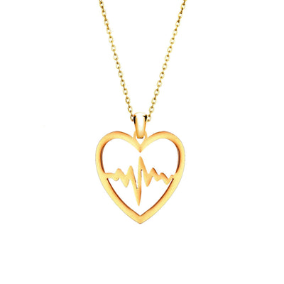 Gold Plated Sterling Silver Heartbeat in Heart Pendant By AliSey, Style # ASP04GP - AliSey Designs