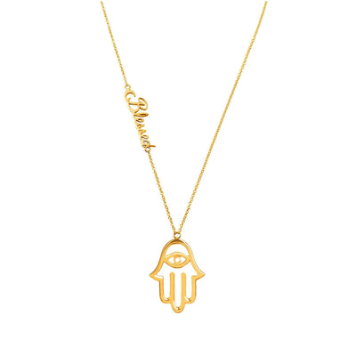 14k Yellow Gold Blessed Pendant With Hamsa Charm, from AliSey "Blessed" Collection. Style # ASP05YG - AliSey Designs
