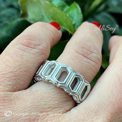 Rhodium Plated .925 Sterling Silver Fancy Ring By AliSey. Style # ASR021RH - AliSey Designs