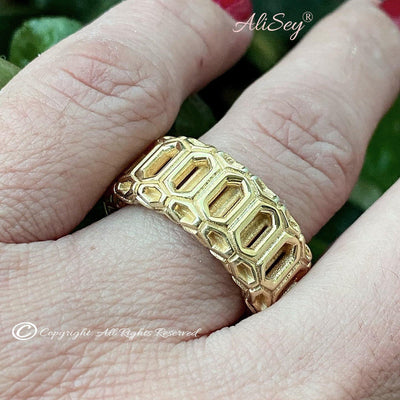 Gold Plated 925 Sterling Silver Hive Style Fancy Ring By AliSey. Style # ASR022GP - AliSey Designs