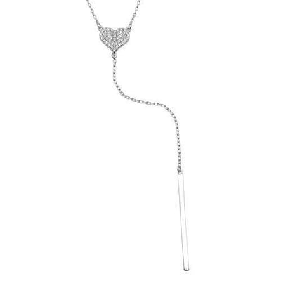 Sterling Silver 925 Rhodium Plated CZ Heart with Dropped Bar. Style #ASP014RH - AliSey Designs