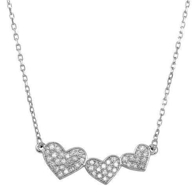 Sterling Silver 925 Rhodium Plated Triple Heart CZ Pendant. Style #ASP021RH - AliSey Designs