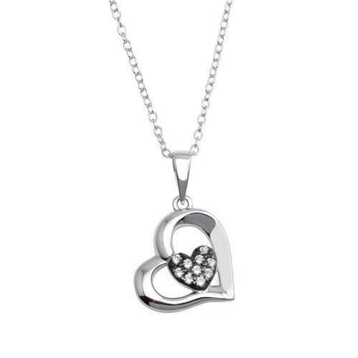 Sterling Silver 925 Rhodium Plated CZ Heart Pendant. Style#ASP017RH - AliSey Designs