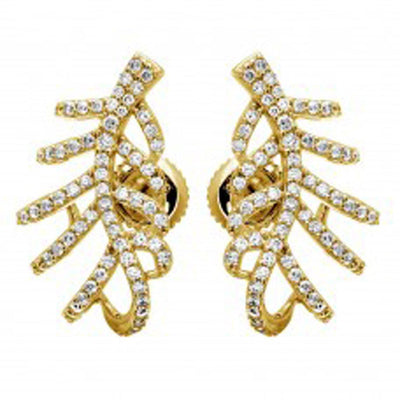 Gold Plated Sterling Silver Leaf CZ Climbing Earrings. Style # ASE01GP - AliSey Designs