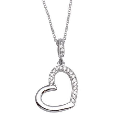 Sterling Silver 925 Rhodium Plated Open CZ Heart Pendant. Style #ASP024RH - AliSey Designs