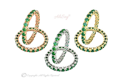 14K Gold Eternity Stackable Band, Emeralds on Prong Basket Setting, Style # ASR011-EM - AliSey Designs