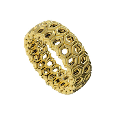 Gold Plated 925 Sterling Silver Hive Fancy Ring By AliSey. Style # ASR023GP - AliSey Designs