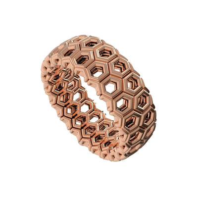 Rose Gold Plated 925 Sterling Silver Hive Fancy Ring By AliSey. Style # ASR023RGP - AliSey Designs