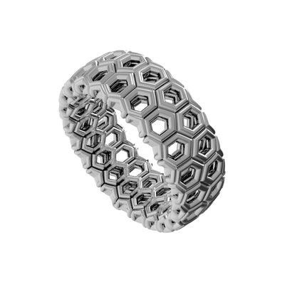 Rhodium Plated 925 Sterling Silver Hive Fancy Ring By AliSey. Style # ASR023RH - AliSey Designs
