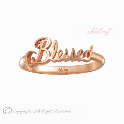 14k Rose Gold Blessed Ring. Style # ASR012RG - AliSey Designs