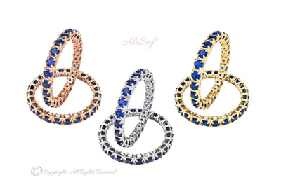 14k Gold Eternity Stackable Band with Blue Sapphire on Prong Basket Setting. Style # ASR011-BSP - AliSey Designs