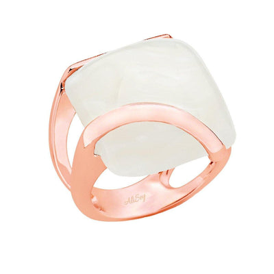 14k Rose Gold Plated 925 Sterling Silver, White Agate Fancy Ring. Style # ASR04RGP-WAGT - AliSey Designs