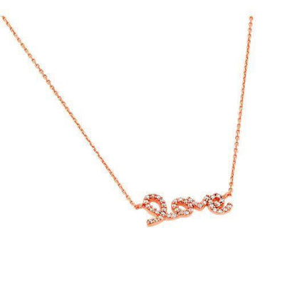 Rose Gold Plated Sterling Silver 925 CZ Love Pendant. Style #ASP019RGP - AliSey Designs